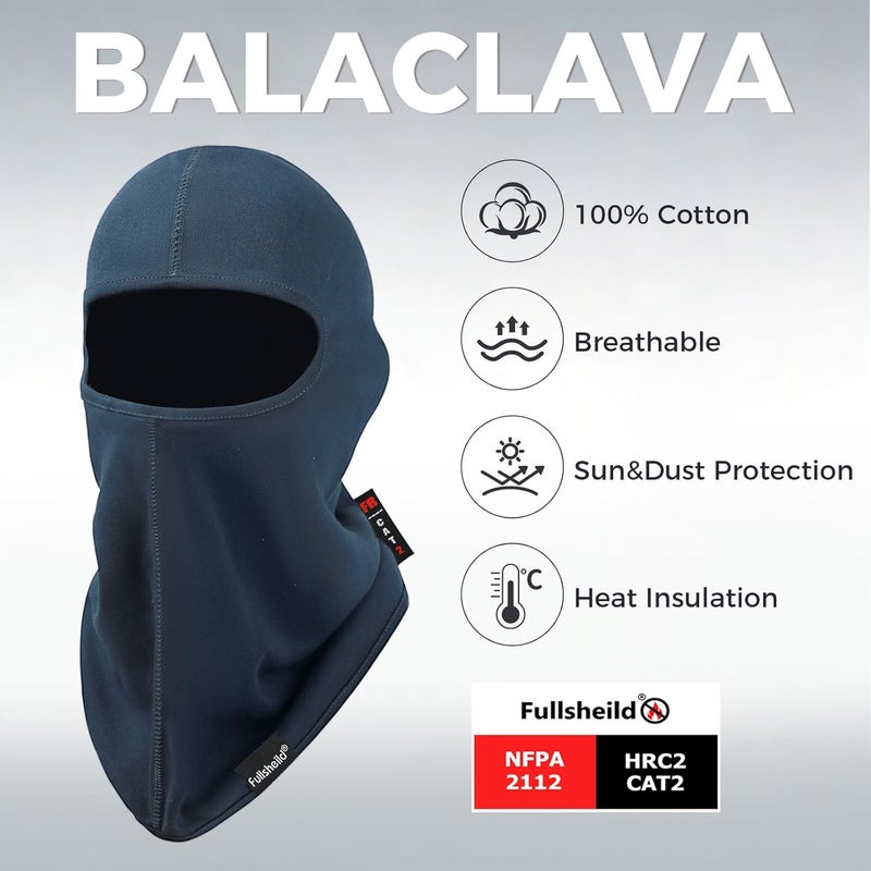 Fullsheild قناع بالاكلافا مقاوم للهب من فولشيلد FR معتم�� NFPA2112 CAT2 غطاء للرأس للحام والصيد والجيش والعسكري مقاس واحد جودة ثابتة بالإنتاج - Image 3
