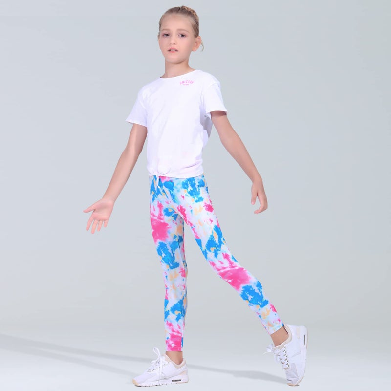 Quedoris Girls 3-Pack Printed Leggings Tie Dye Fuchsia Green Purple Pink 160Y - Image 4