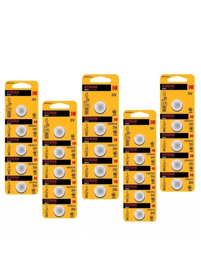 كوداك 25-Pieces KODAK MAX CR2032 Lithium 3V Batteries