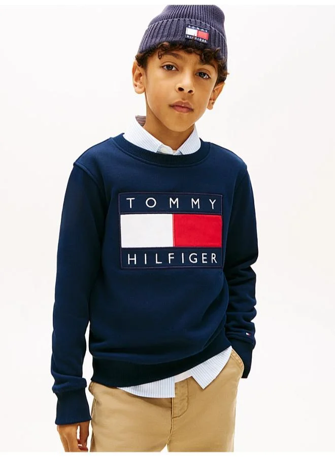 TOMMY HILFIGER Youth Heritage Flag Crew Neck Sweatshirt