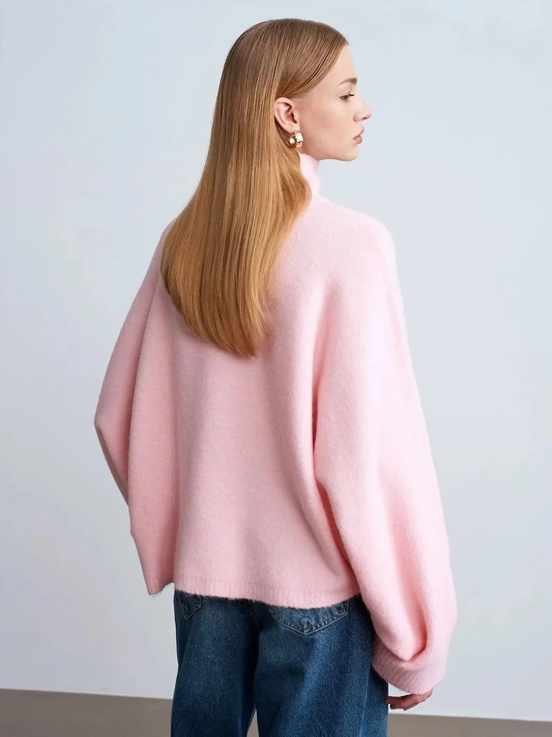 ديلفين DILVIN Oversized Ribbed Turtleneck Sweater