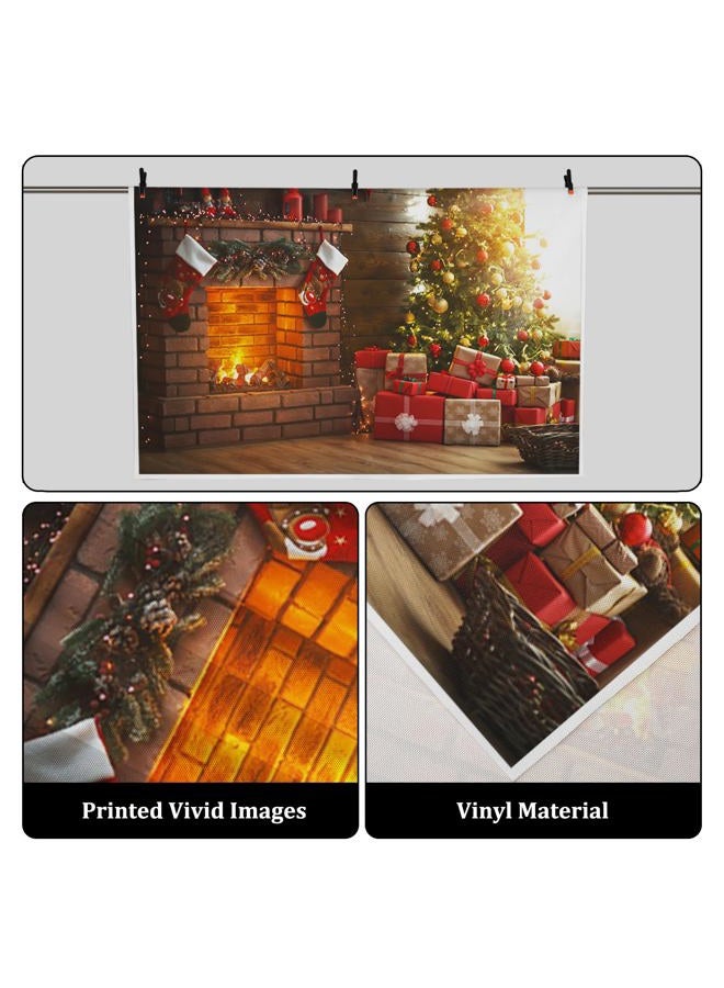 AOFOTO 8x6ft Christmas Living Room Interior Decoration Backdrop New Year Tree Fireplace Xmas Gift Box Photography Background Holiday Festival Party Decor Photo Studio Props Vinyl Portrait Wallpaper - Image 3