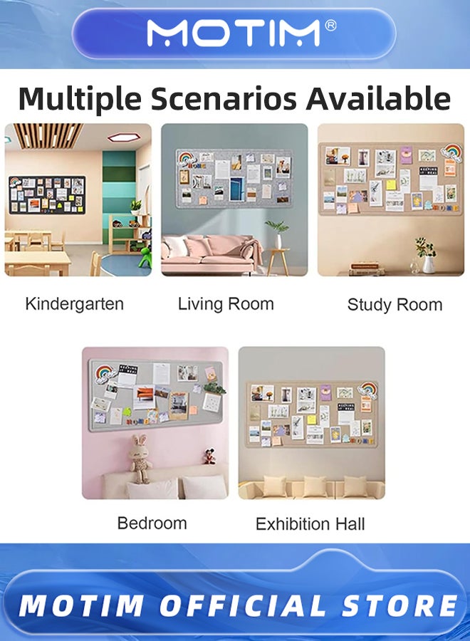 Motim Bulletin Board Foldable Large Felt Bulletin Board for DIY Notes & Photos Schedules for Desk & School & Office Walls (khaki, 100x180cm) - Image 2