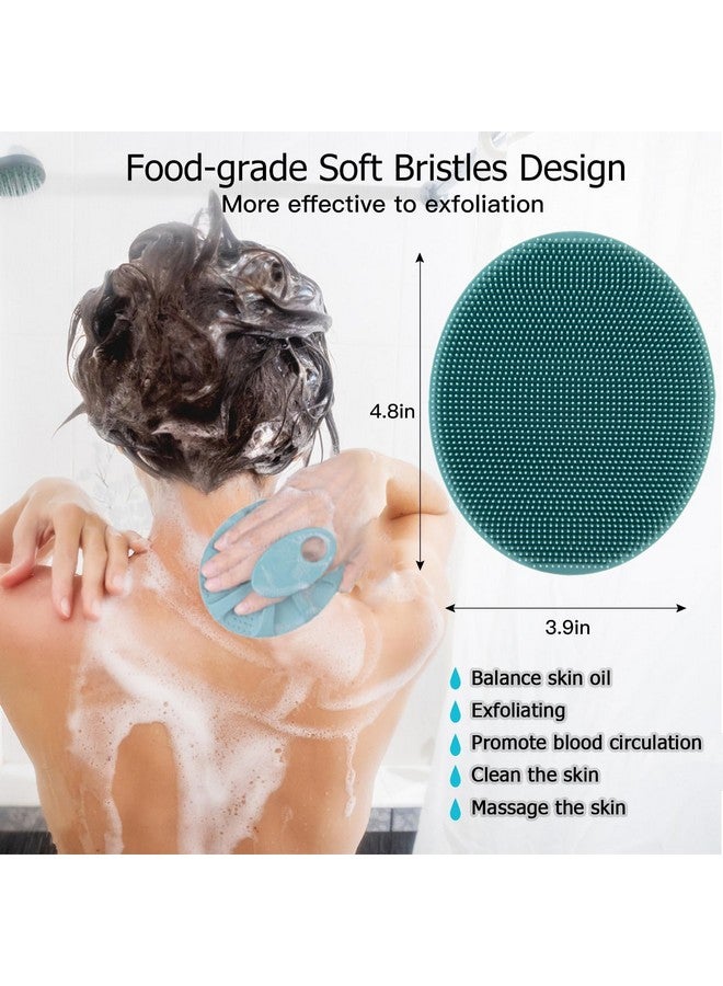 Cuzenal Soft Silicone Body Brush Scrubber Shower Brush Handheld Cleansing Skin Brush, Gentle Exfoliating and Lather Well 1 Pcs Food-Grade (Dark Green) - Image 4