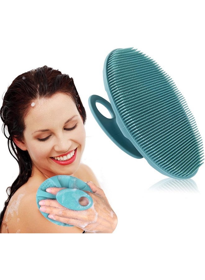 Cuzenal Soft Silicone Body Brush Scrubber Shower Brush Handheld Cleansing Skin Brush, Gentle Exfoliating and Lather Well 1 Pcs Food-Grade (Dark Green) - Image 2