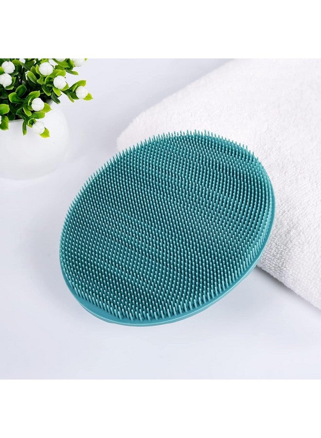 Cuzenal Soft Silicone Body Brush Scrubber Shower Brush Handheld Cleansing Skin Brush, Gentle Exfoliating and Lather Well 1 Pcs Food-Grade (Dark Green) - Image 3