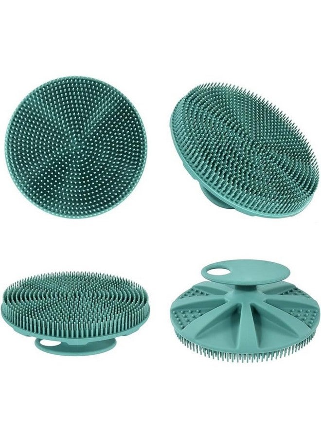 Cuzenal Soft Silicone Body Brush Scrubber Shower Brush Handheld Cleansing Skin Brush, Gentle Exfoliating and Lather Well 1 Pcs Food-Grade (Dark Green) - Image 1