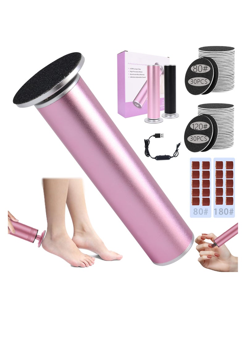 Dovva 2-in-1 Electric Callus Remover for Feet & Hands, Professional 600RPM Aluminum 12cm Foot File with Stepless Speed Control, w/80 Replaceable Sandpaper Discs (4 Sizes) for Dead Skin Removal - Image 1