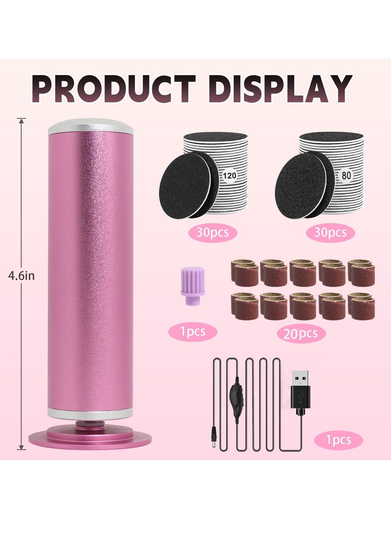 Dovva 2-in-1 Electric Callus Remover for Feet & Hands, Professional 600RPM Aluminum 12cm Foot File with Stepless Speed Control, w/80 Replaceable Sandpaper Discs (4 Sizes) for Dead Skin Removal - Image 2