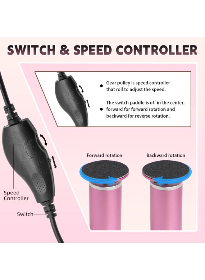Dovva 2-in-1 Electric Callus Remover for Feet & Hands, Professional 600RPM Aluminum 12cm Foot File with Stepless Speed Control, w/80 Replaceable Sandpaper Discs (4 Sizes) for Dead Skin Removal - Image 3