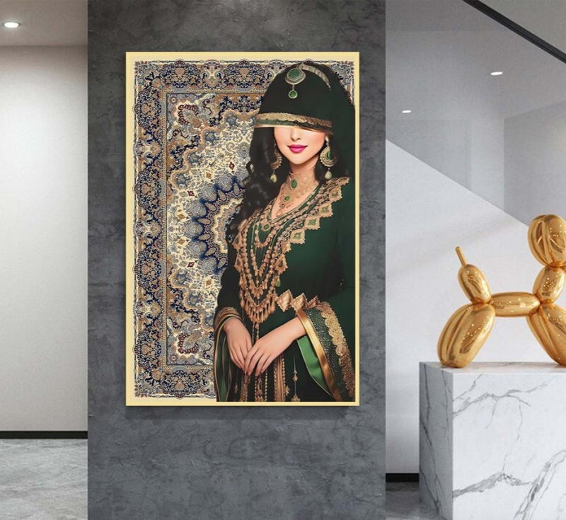 ماركتنا لوحة قماشية بتصميم فتاة عربية مع برواز مجوف مقاس (60×90) قطعة واحدة - Image 1
