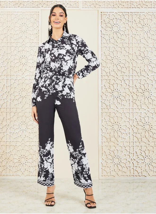 Styli All Over Floral Print Shirt & Pants Co-Ord