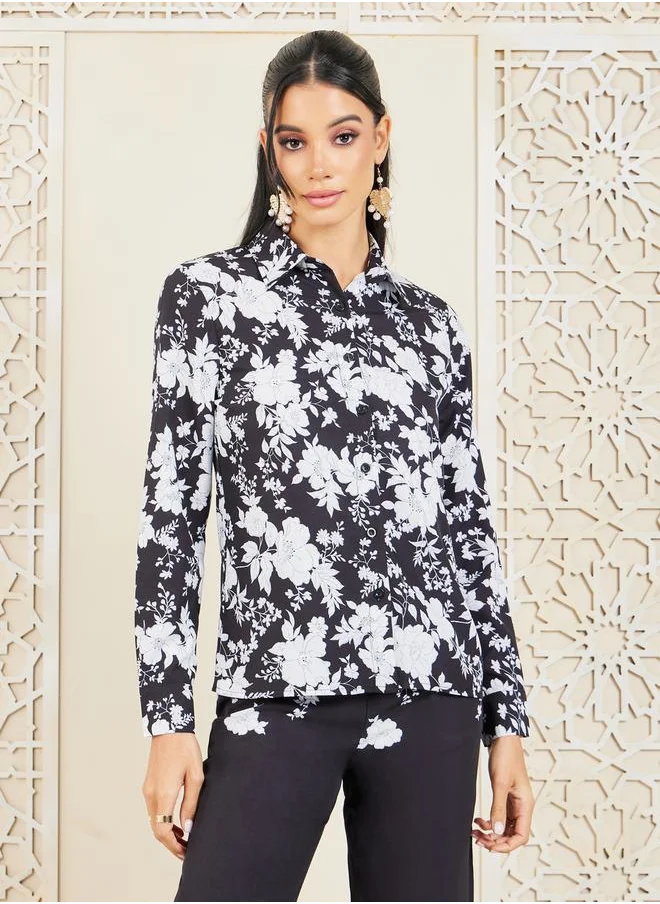 Styli All Over Floral Print Shirt & Pants Co-Ord