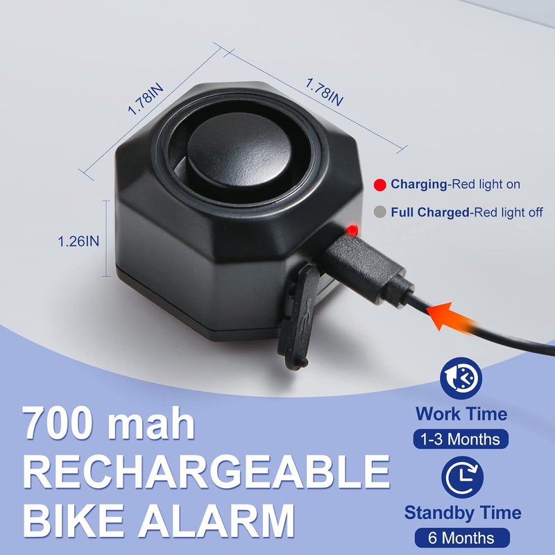 baluoqi Bicycle alarms, electric vehicle alarm, wireless vibration alarm system with motion sensor, waterproof, rechargeable theft alarm for e-bikes, bicycles, scooters, cars - Image 2