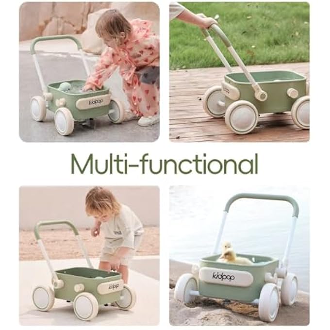 PULA BABY PUSH WALKER WITH WHEELS TODDLER WAGON FOR FIRST LEARNER BABY TOYS 6-12 MONTHS, 1 YEAR OLD BIRTHDAY GIFTS, INDOORS AND OUTDOORS (GREEN) - Image 5