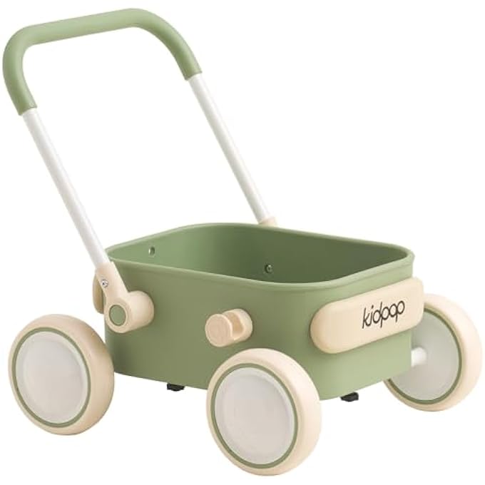 PULA BABY PUSH WALKER WITH WHEELS TODDLER WAGON FOR FIRST LEARNER BABY TOYS 6-12 MONTHS, 1 YEAR OLD BIRTHDAY GIFTS, INDOORS AND OUTDOORS (GREEN) - Image 1