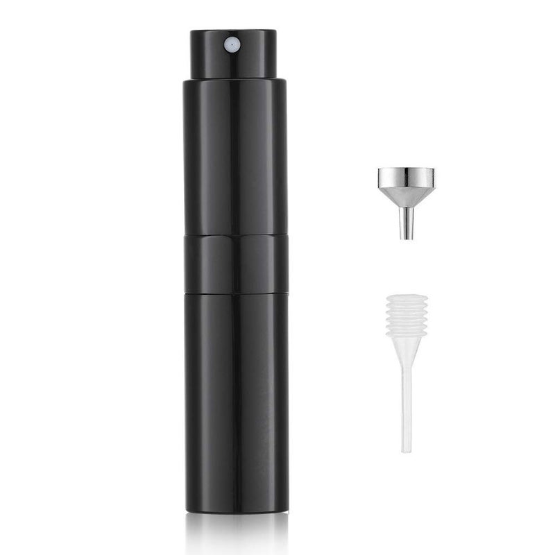 LISAPACK 8ML Atomizer Perfume Spray Bottle for Travel Empty Refillable Cologne Dispenser Portable Sprayer for Men and Women Gloss Black