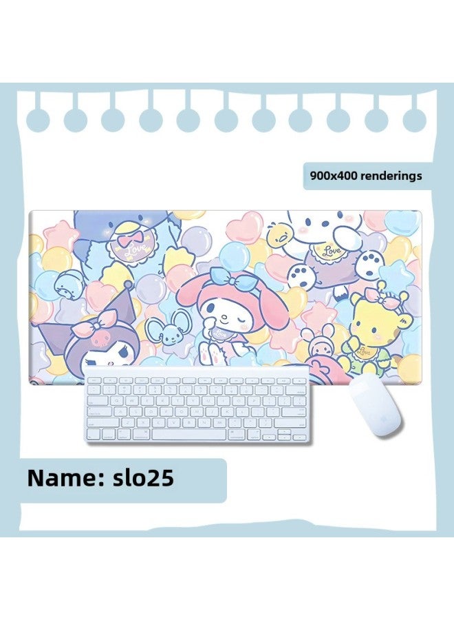 لوحة ماوس Sanrio كبيرة الحجم بلوحة مفاتيح Coolomi الكرتونية غير قابلة للانزلاق حصيرة Yugui Dog أنثى لطيفة لطاولة التعلم المكتبية - اللون: 900 × 400 مم 4 مم -النمط: slo25 - Image 1