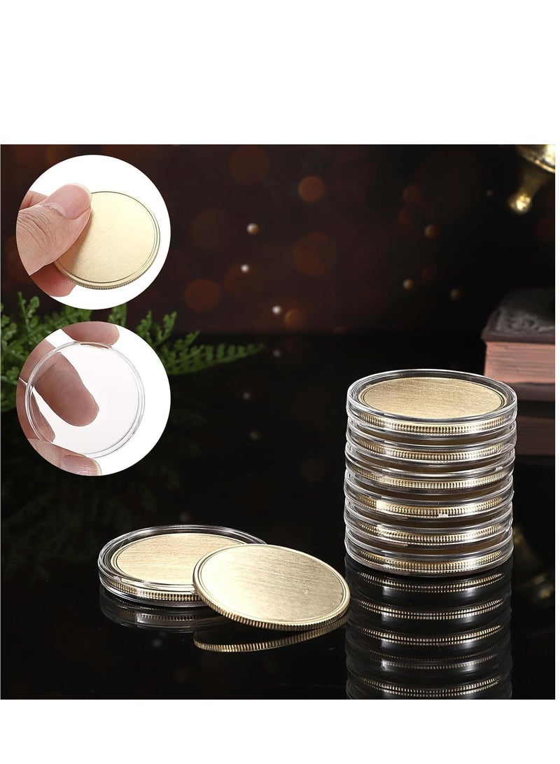 Blank Challenge Coins, 8Pcs 1.6 Inch Blank Brass Coins with Acrylic Protection Box for Laser Engraving, Metal Embossing Round Coins for DIY Crafts Gifts Coin Collection Jewelry Making Souvenir Medal - Image 4