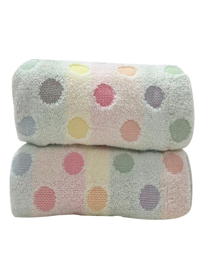 USTIDE مجموعة مناشف يدوية USTIDE 100% قطن بيضاء وملونة بنقاط بولكا للحمام، مناشف ناعمة ماصة (2 منشفة يدوية، 13.8x27.5 بوصة) - Image 1