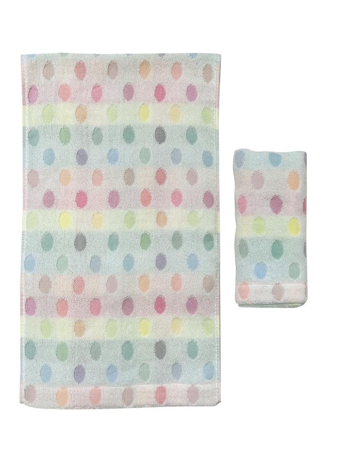 USTIDE مجموعة مناشف يدوية USTIDE 100% قطن بيضاء وملونة بنقاط بولكا للحمام، مناشف ناعمة ماصة (2 منشفة يدوية، 13.8x27.5 بوصة) - Image 4