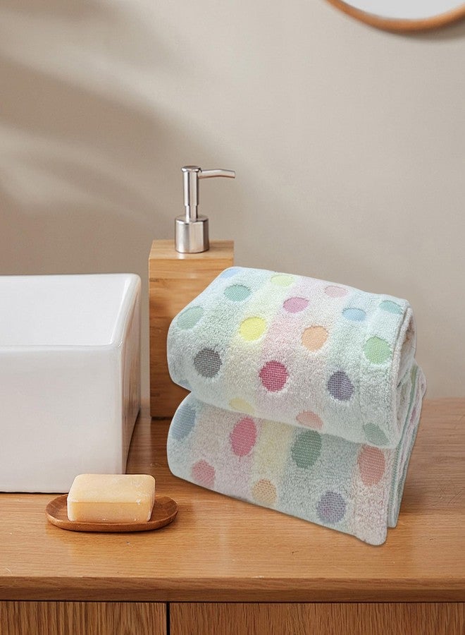 USTIDE مجموعة مناشف يدوية USTIDE 100% قطن بيضاء وملونة بنقاط بولكا للحمام، مناشف ناعمة ماصة (2 منشفة يدوية، 13.8x27.5 بوصة) - Image 2