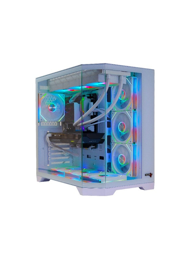 Spear Pc Gaming Pro – Intel i5-14400F, RTX 5060 8GB Triple-Fan, 16GB DDR5, 1TB NVMe SSD, 360mm Liquid Cooler With LCD, 600W PSU, 7 ARGB Fans with Remote Control, Windows 11 Pro White - Image 1