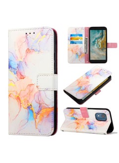 Case Cover For For Nokia C02 TA-1522 PT003 Marble Pattern Flip Leather Phone Case(LS004)