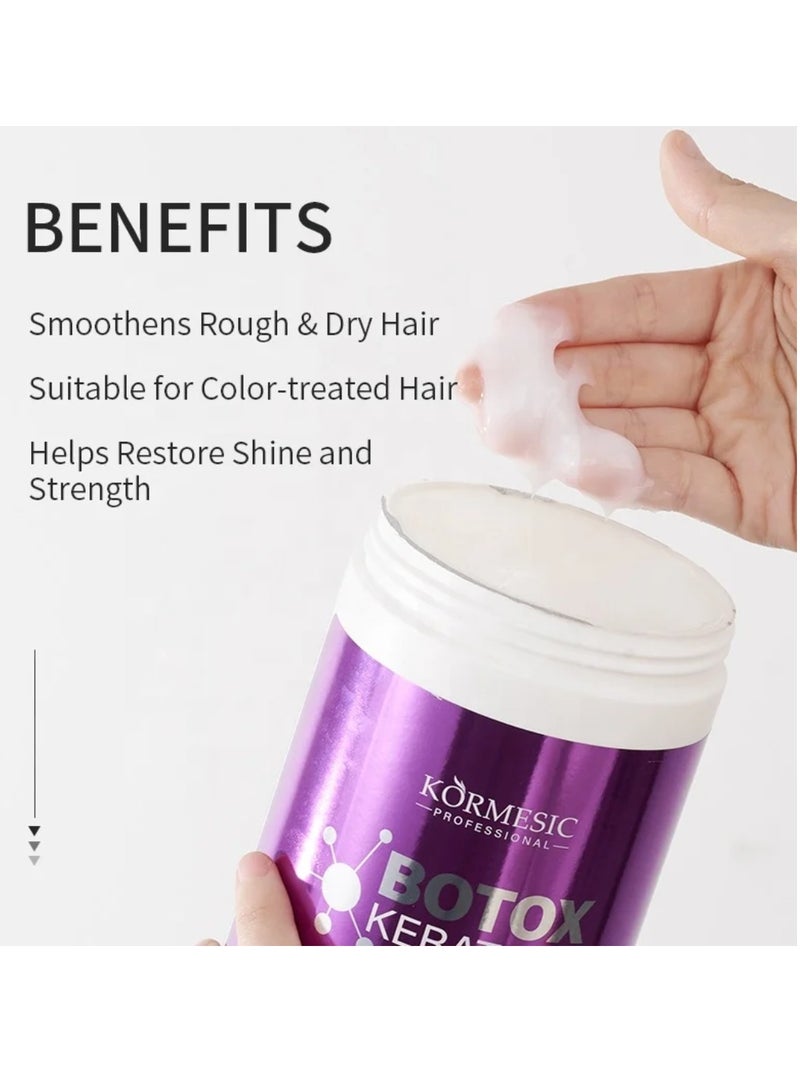 Kormesic 1000ml Botox Keratin Hair Mask Repair Dry Damaged Nourishing Moisturizing Strengthening Improve Rough Hair & Promote Smooth Hairs with Collagen Restore Healthy Hair Follicles - Image 5