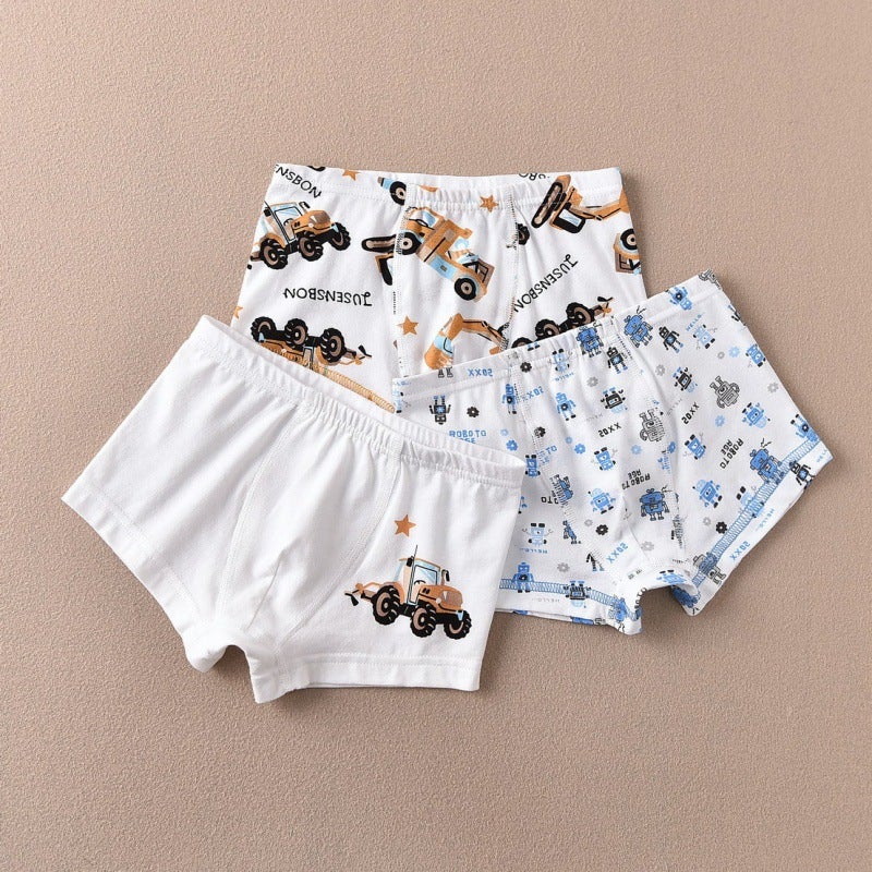 Distribution childrens boxers boxer underwear export childrens clothing ammonia cotton elastic sweat-absorbent breathable boy source factory Nk2022 amine cotton engineering vehicle robot flat pants 