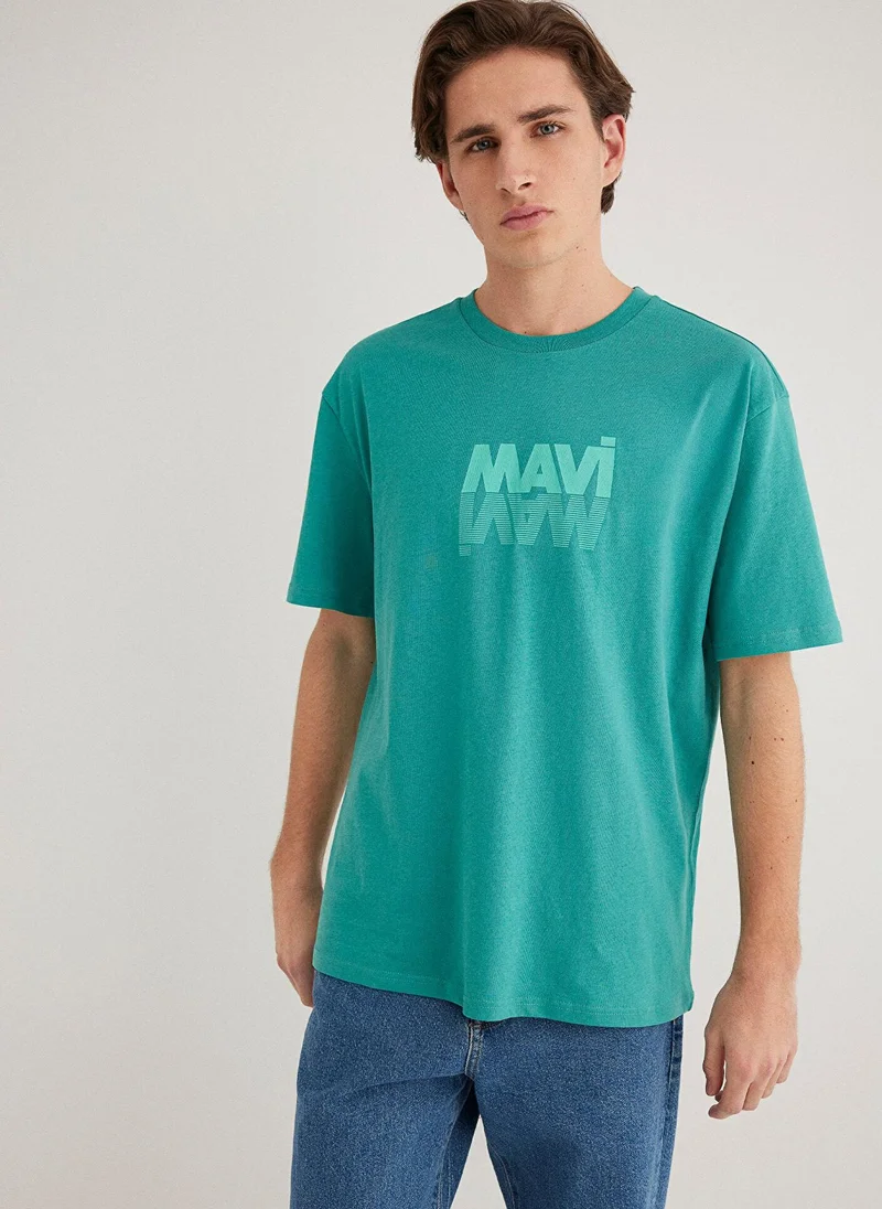 MAVI Mavi Logo Printed Green T-shirt