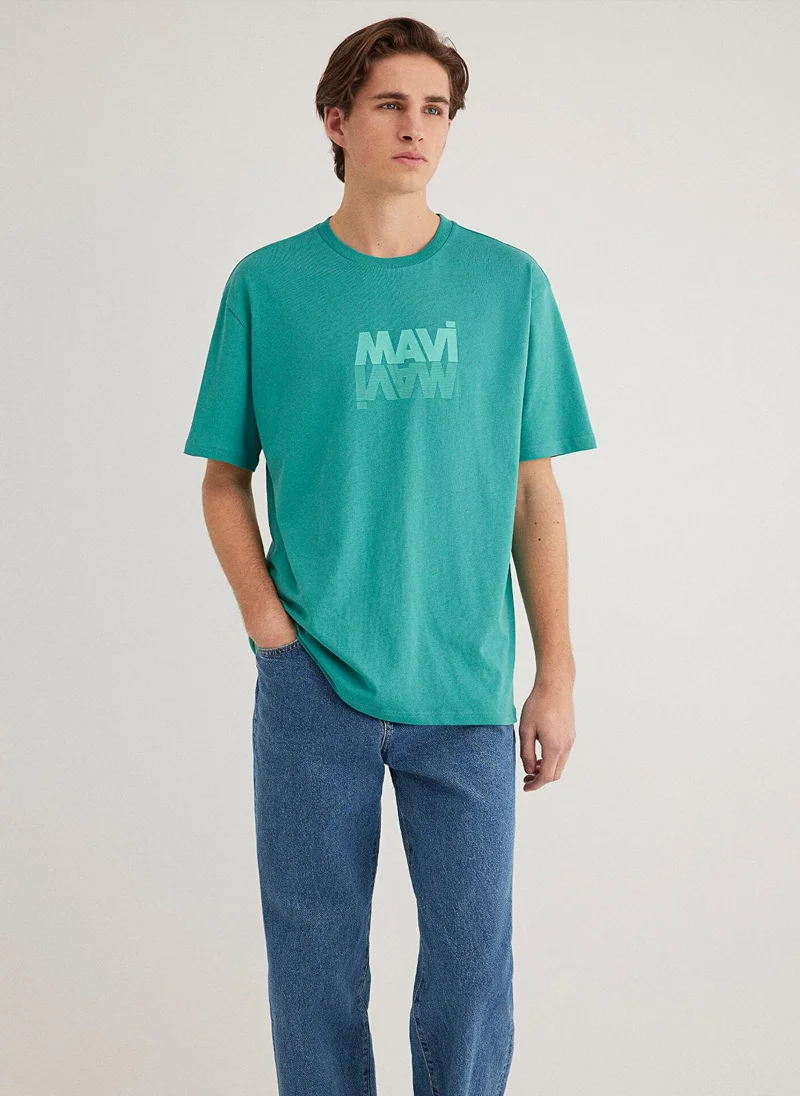 MAVI Mavi Logo Printed Green T-shirt
