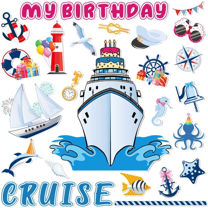 24 PCS BIRTHDAY CRUISE DOOR DECORATIONS FUNNY CRUISE DOOR MAGNET MAGNETIC ANCHOR SHIP DECORATIONS FRIDGE MAGNET DECAL FOR CABIN STATEROOM CAR REFRIGERATORBIRTHDAY