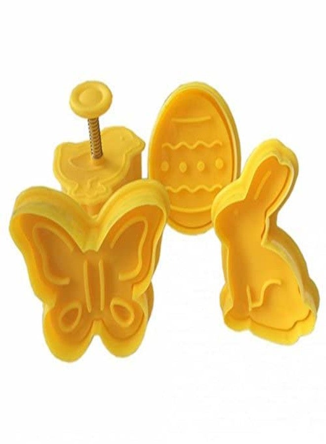 Cake Decor 4 Pieces Easter Egg Theme Rabbit Butterfly Plastic Biscuit Cutter Plunger Cutter - Image 2