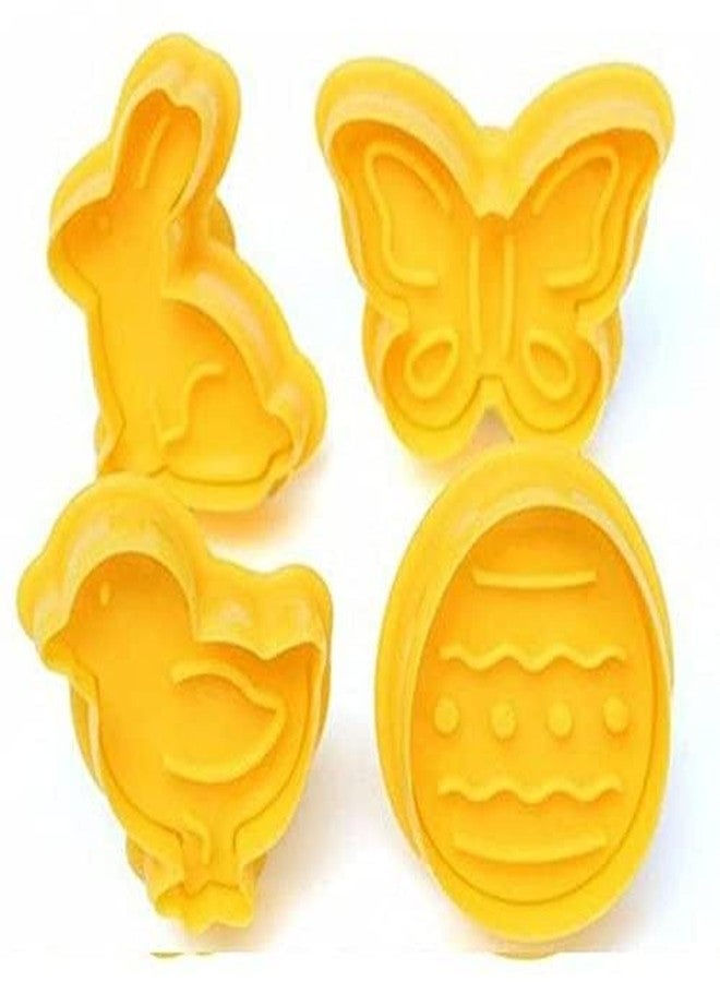 Cake Decor 4 Pieces Easter Egg Theme Rabbit Butterfly Plastic Biscuit Cutter Plunger Cutter - Image 3