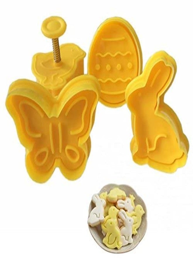 Cake Decor 4 Pieces Easter Egg Theme Rabbit Butterfly Plastic Biscuit Cutter Plunger Cutter - Image 4