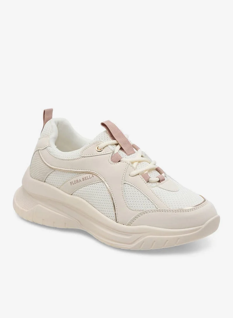 Flora Bella By Shoexpress Women's Panelled Sneakers with Lace-Up Closure