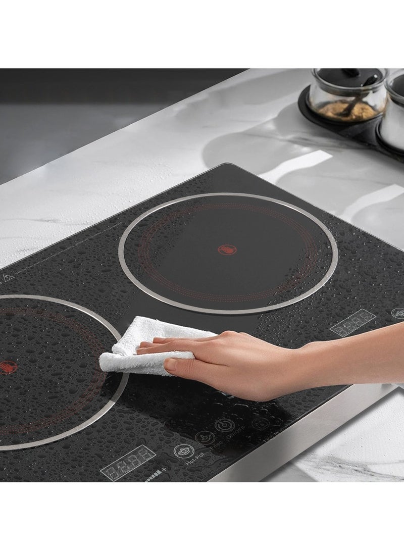 موقد مزدوج بالأشعة تحت الحمراء، موقد كهربائي مزدوج، يسخن في ثوانٍ للسكن الجامعي، متوافق مع جميع أدوات الطهي باللون الأسود - Image 3