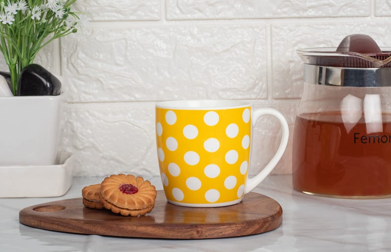 Femora Indian Ceramic Polka Dots Tea Cup - 6 Pcs, 160 ML (Yellow) - Image 5