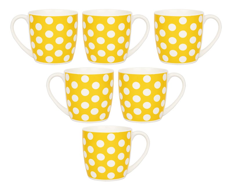 Femora Indian Ceramic Polka Dots Tea Cup - 6 Pcs, 160 ML (Yellow) - Image 4