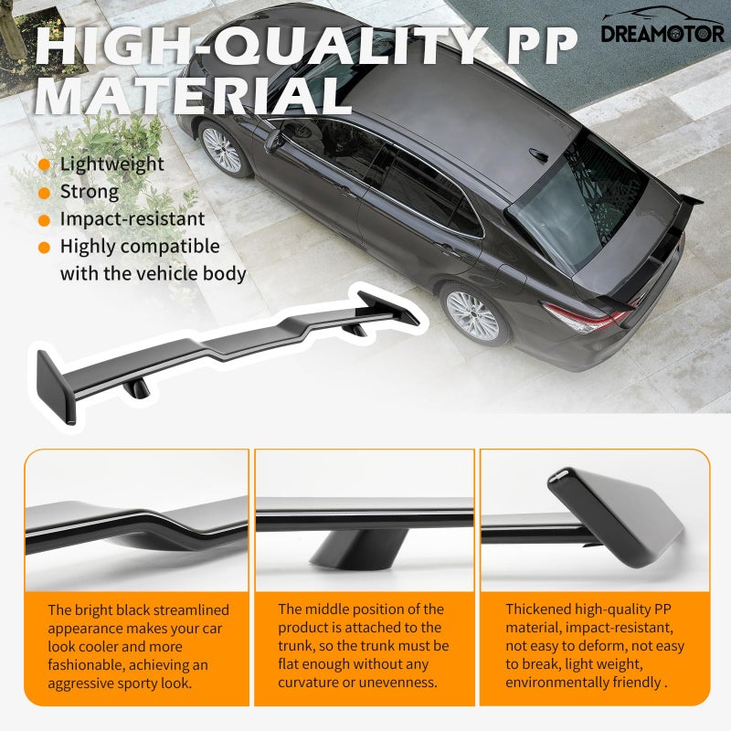 DREAMOTOR Car Spoiler Wing Compatible with Toyota Camry 8th Gen SE XSE LE XLE M4 TRD 2018-2024 Rear Spoiler Wing Aleron Trasero Spoilers for Cars Mods Accessories Body Kit Spoiler Shelf - 57 Inch - Image 4