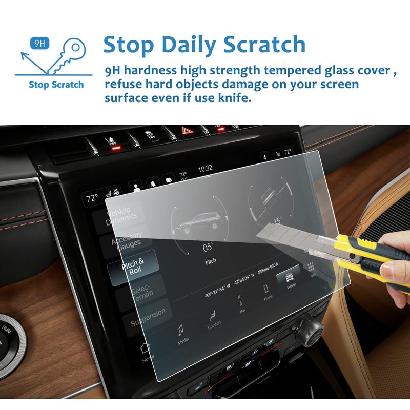 LFOTPP 2021 2022 2023 2024 Grand Cherokee L Screen Protector Glass Uconnect 10.1 Inch Chrysler Pacifica(2021-2024),Dodeg Durango(2021-2024) 10.1In - Image 2