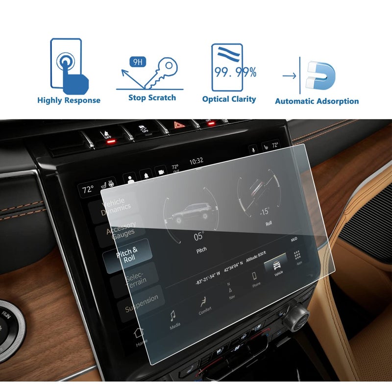 LFOTPP 2021 2022 2023 2024 Grand Cherokee L Screen Protector Glass Uconnect 10.1 Inch Chrysler Pacifica(2021-2024),Dodeg Durango(2021-2024) 10.1In - Image 5