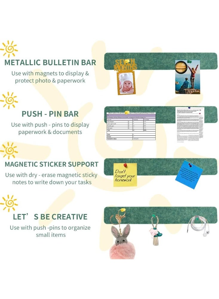 PTTIMFFM 8-Pack Green Self-Adhesive Cork Board Strips with Pushpins & Sticky Notes, Wall Bulletin Board for Office, School, Photos, Notes - Image 3