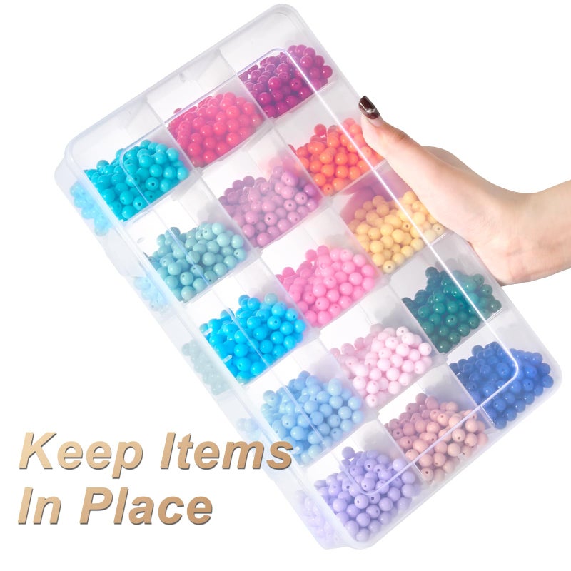 Mauproy 15 Grids Large Plastic Organizer Box with Adjustable Dividers, Clear Craft Organizer and Storage Tackle Box Compartment Container with Label Stickers for Beads, Jewelries, Tools - Image 4