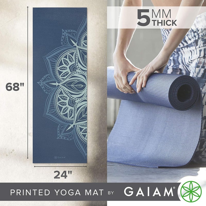 Gaiam حصيرة يوغا - فاخرة 5 مم سميكة غير قابلة للانزلاق لممارسة التمارين واللياقة البدنية لجميع أنواع اليوغا، بيلاتس وتمارين الأرض (68" × 24" × 5 مم) - Image 4
