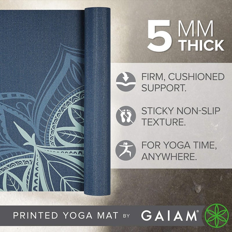 Gaiam حصيرة يوغا - فاخرة 5 مم سميكة غير قابلة للانزلاق لممارسة التمارين واللياقة البدنية لجميع أنواع اليوغا، بيلاتس وتمارين الأرض (68" × 24" × 5 مم) - Image 3