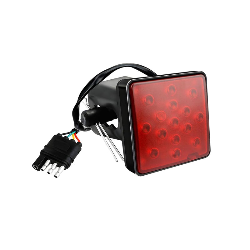 NYTKL 15 LED Brake Light Trailer Hitch Cover Smoked Lens Square Brake Tail Light wTrailer Adapter Pin 12V Super Bright LED Towing Hitch Lighting Accessories Fit 2 Receiver Red - Image 3