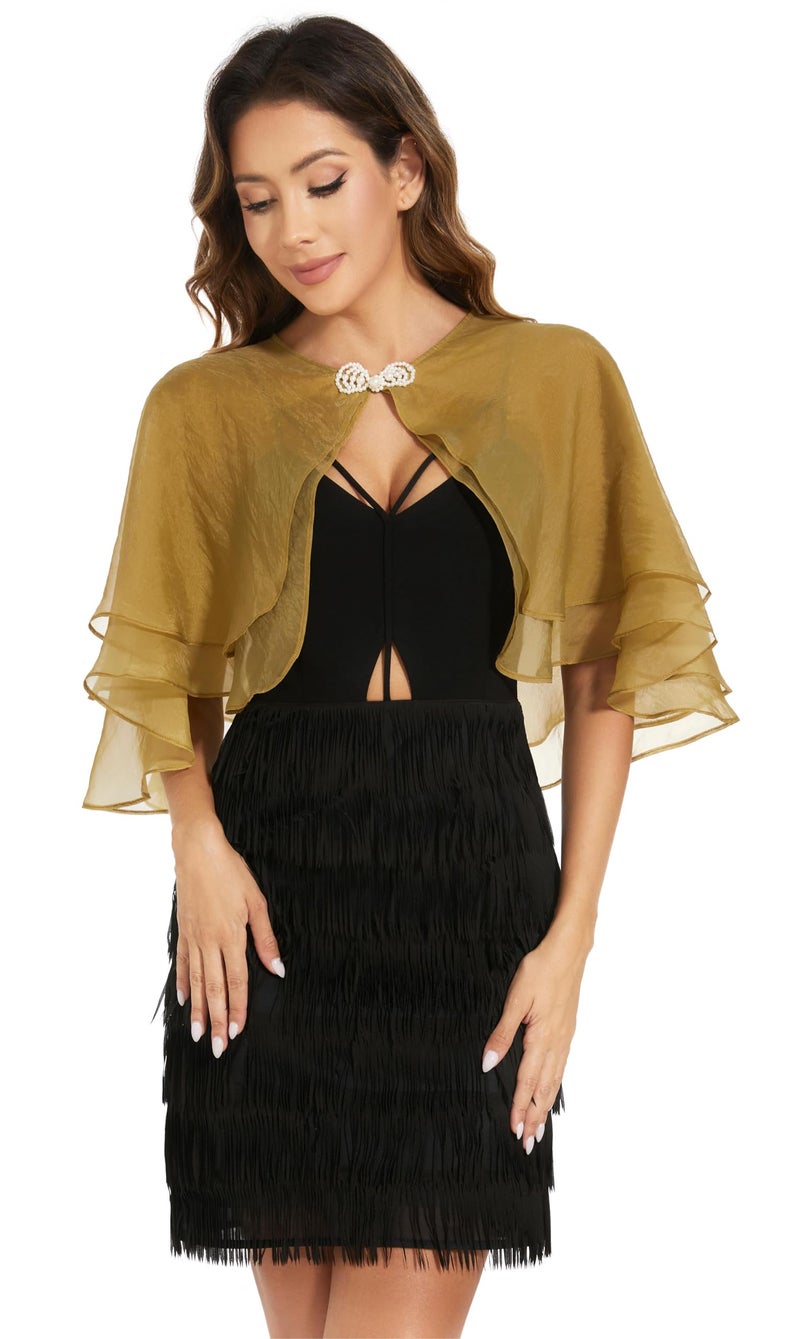 Sepsap Women's Sheer Tencel Shawls and Wraps for Evening Dresses Soft Wedding Cape Lightweight Bridesmaid Scarves Cover Up (Dark Yellow) - Image 3
