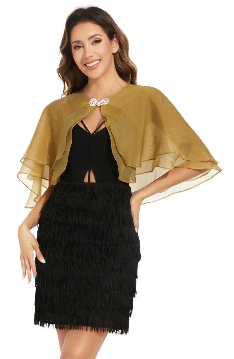 Sepsap Women's Sheer Tencel Shawls and Wraps for Evening Dresses Soft Wedding Cape Lightweight Bridesmaid Scarves Cover Up (Dark Yellow) - Image 1